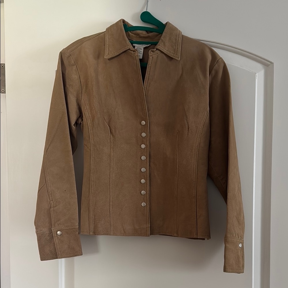 Vintage Coldwater Creek Tan Leather Jacket Fitted Silhouette